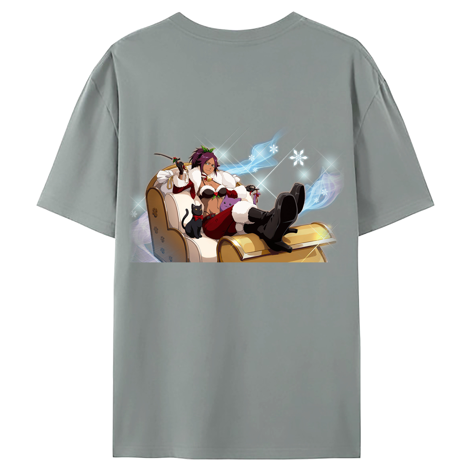 （画像用） ブリーチ 四楓院 夜一（しほういん よるいち） BLEACH Shihouin Yoruichi 綿100％ メンズ半袖Tシャツ（バックプリント） 通気性
